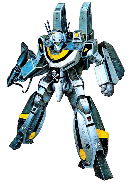 Pertempuran udara dan mecha dalam anime Macross Gambar mecha dan pesawat tempur dari seri Macross