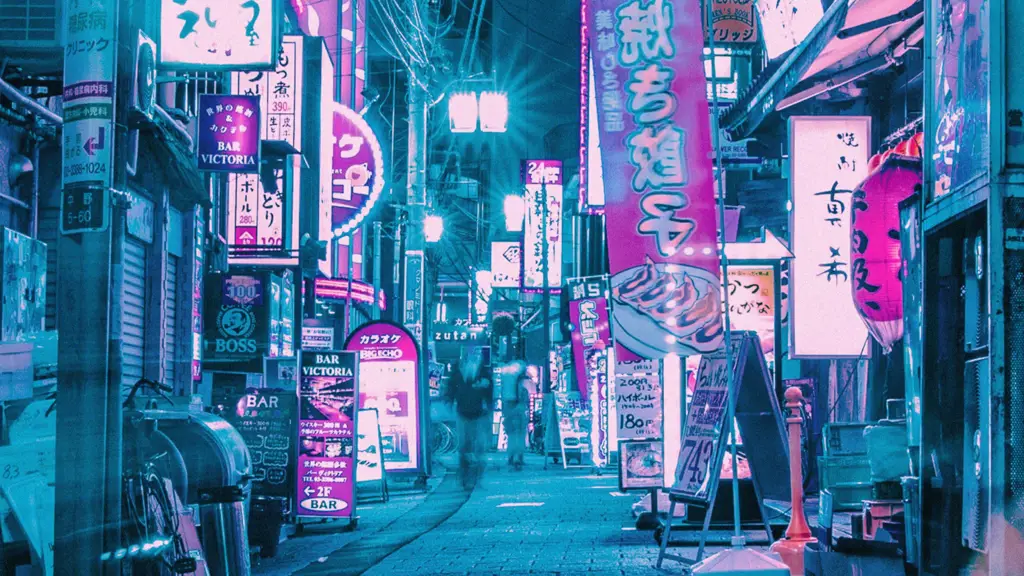 Gambar pemandangan kota futuristik dalam anime cyberpunk