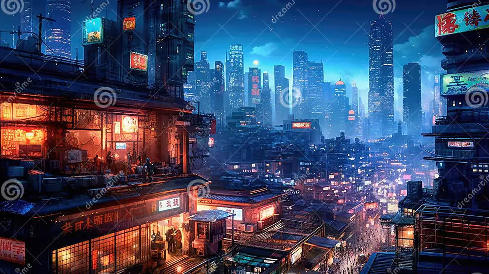 Suasana Futuristik Anime Cyberpunk Kota cyberpunk dalam anime