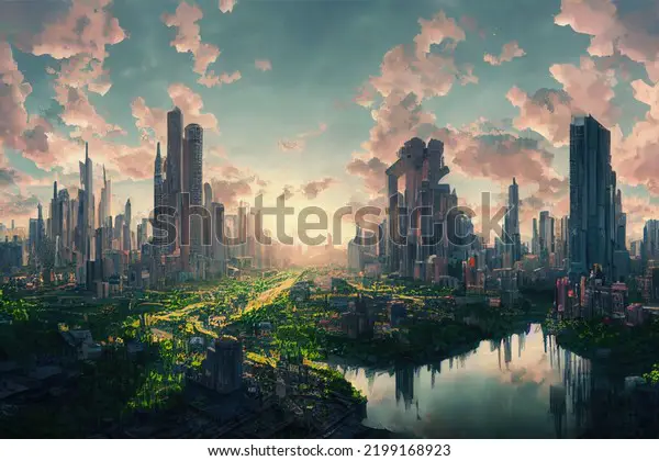 Pemandangan Kota Futuristik yang Menakjubkan Gambar pemandangan kota futuristik dalam anime