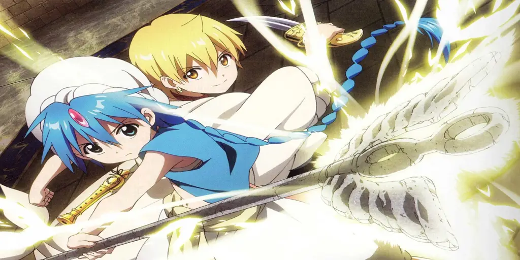 Bagan yang menjelaskan sistem sihir kompleks dalam anime