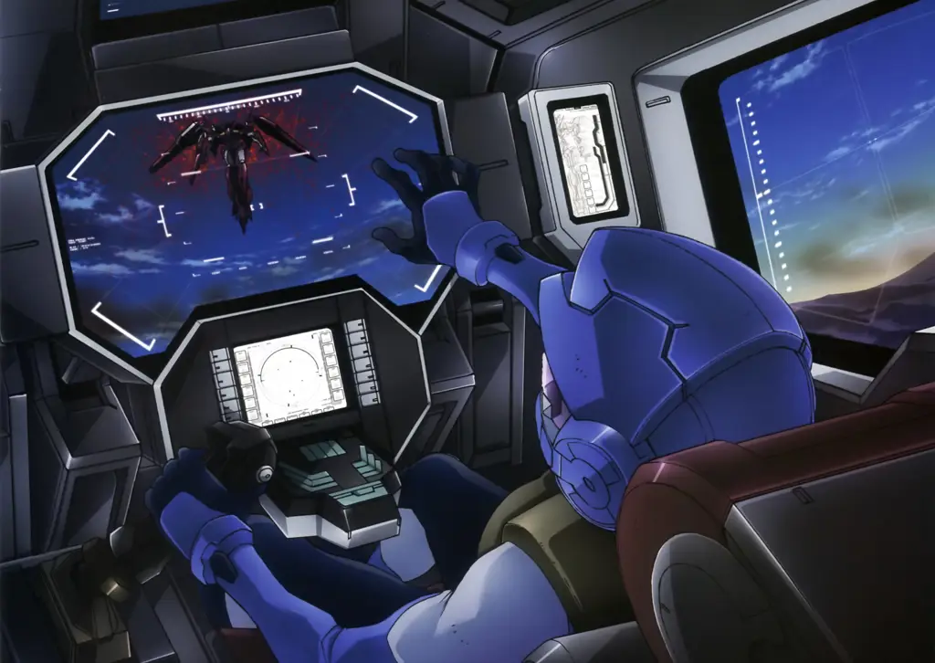 Pilot Mecha dalam Aksi Pilot di kokpit robot mecha anime