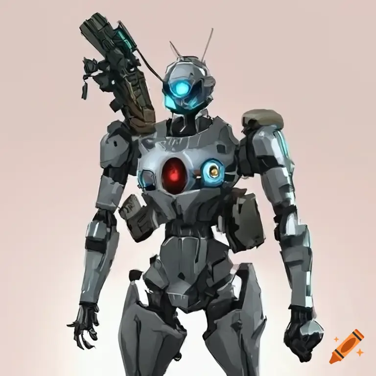 Ilustrasi robot militer dari anime
