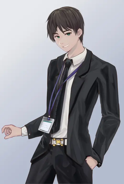 Pegawai Kantoran Anime Jepang Gambar yang menggambarkan pegawai kantoran di anime Jepang, mungkin dengan sentuhan sedikit formal atau unik.