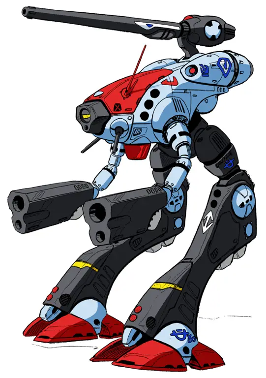 Desain mecha yang stylish dari Macross Plus Desain mecha dari Macross Plus