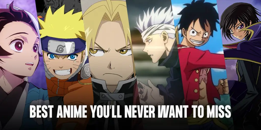 Rekomendasi Anime Terbaik Gambar yang menampilkan poster dari beberapa anime yang direkomendasikan.
