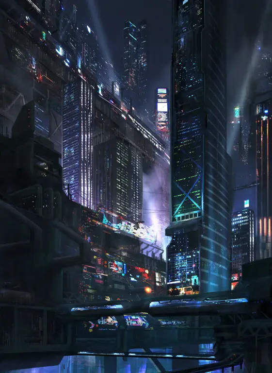 Gambar kota futuristik dari anime Psycho-Pass