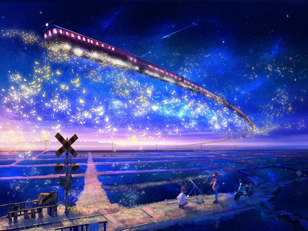 Keindahan Pemandangan Malam Pemandangan malam yang indah dalam anime.