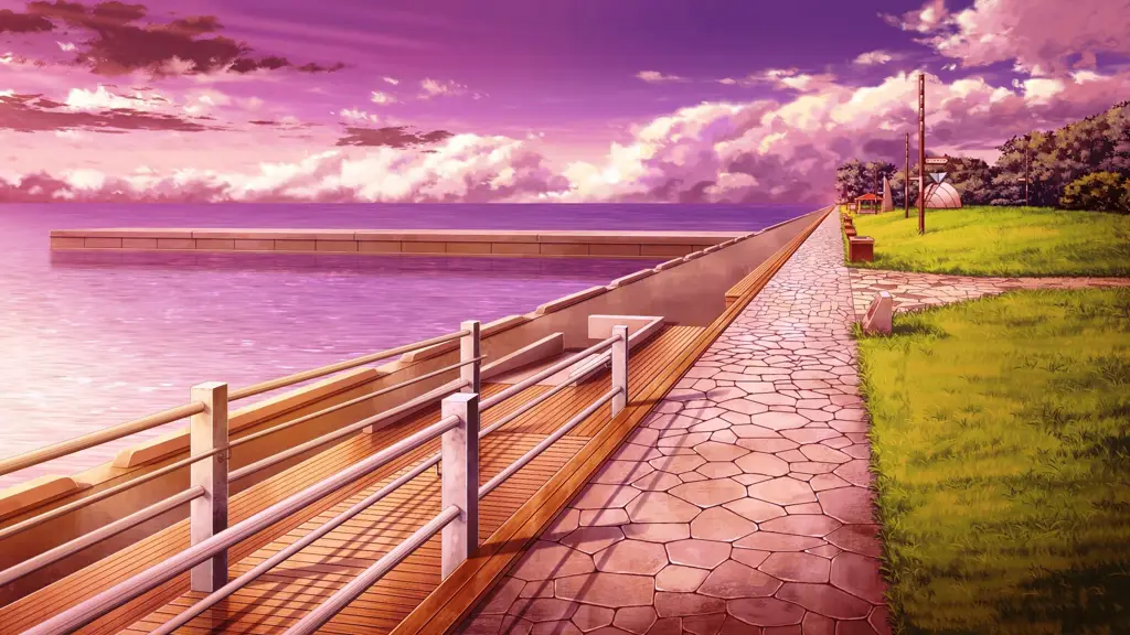 Ilustrasi latar anime yang memukau Pemandangan alam yang indah dalam anime