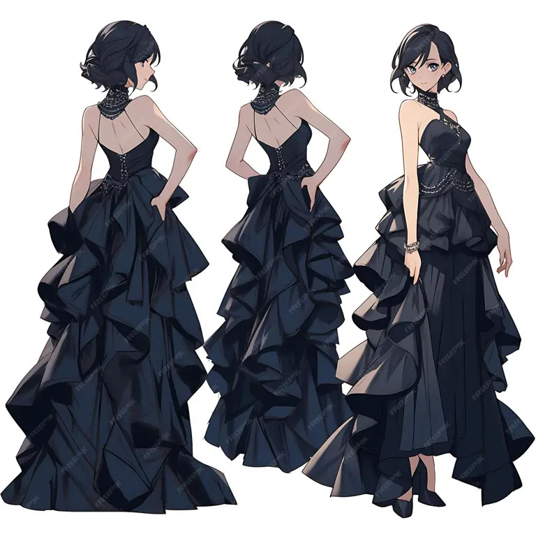 Karakter Elegan dalam Anime Karakter anime dengan pakaian elegan dan gelap