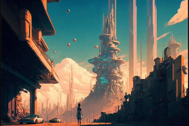 Kota Futuristik dalam Anime Gambar pemandangan kota anime futuristik
