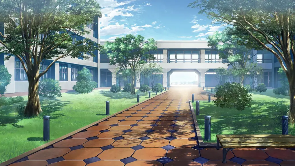 Suasana sekolah yang seru dan menyenangkan Setting sekolah dalam anime