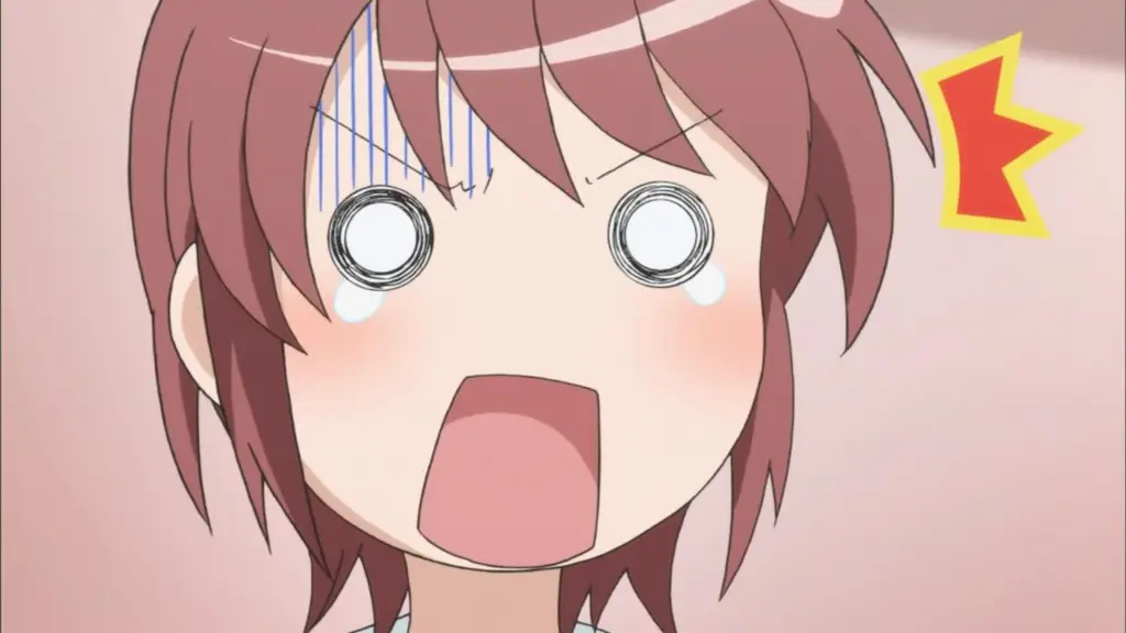 Ekspresi wajah yang lucu, seperti yang sering ditampilkan di Gabriel Dropout Ekspresi wajah anime yang lucu dan kocak