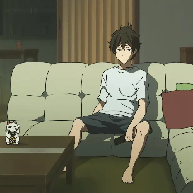 Menikmati Anime Bersama Gambar karakter anime yang menonton TV bersama