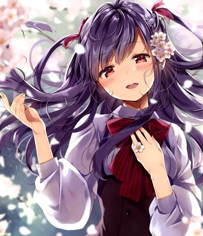 Karakter anime yang menggemaskan Gambar gadis anime yang lucu sedang tersenyum