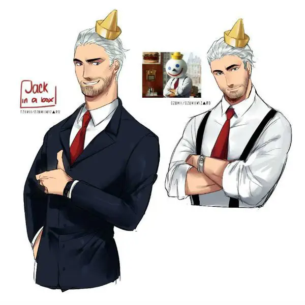 Kehidupan sehari-hari di dunia manusia Ilustrasi karakter anime yang bekerja di restoran cepat saji