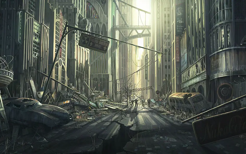 Suasana kota pasca-apokaliptik dalam anime Gambar kota pasca-apokaliptik dalam anime