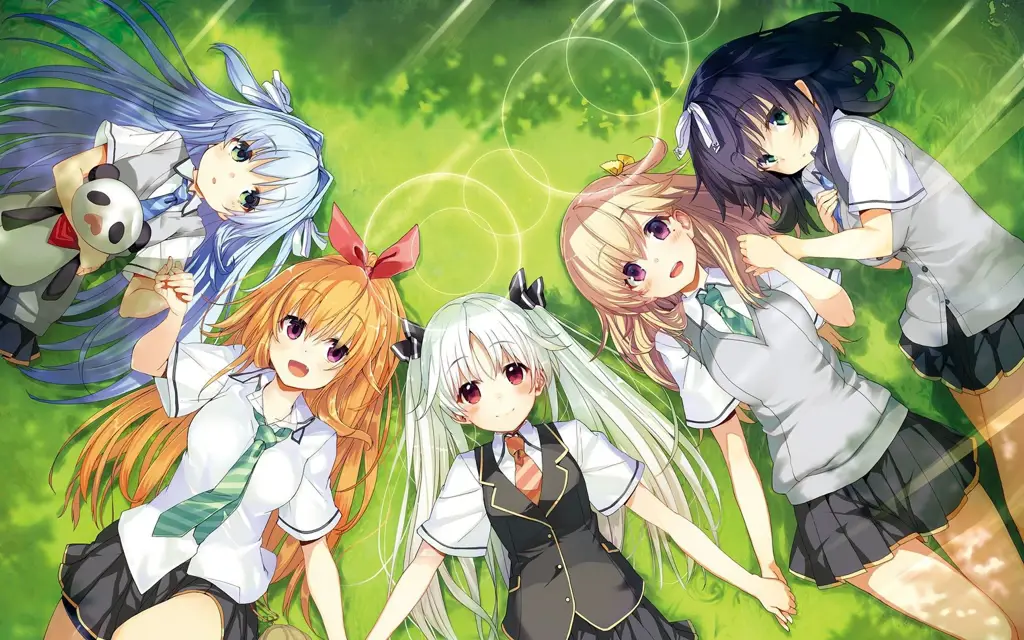 Petualangan Persahabatan: Jiwa Tim yang Kuat Sebuah kelompok teman anime sedang berpetualang bersama.