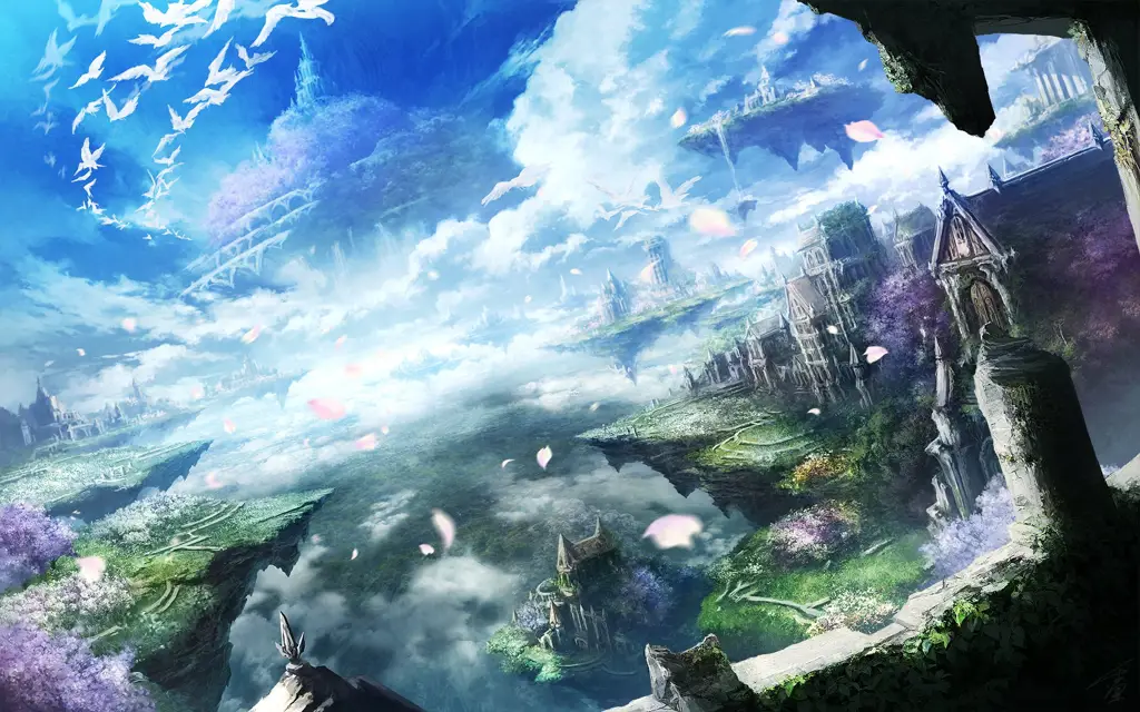 Pemandangan Anime Fantasi Gambar pemandangan anime fantasi