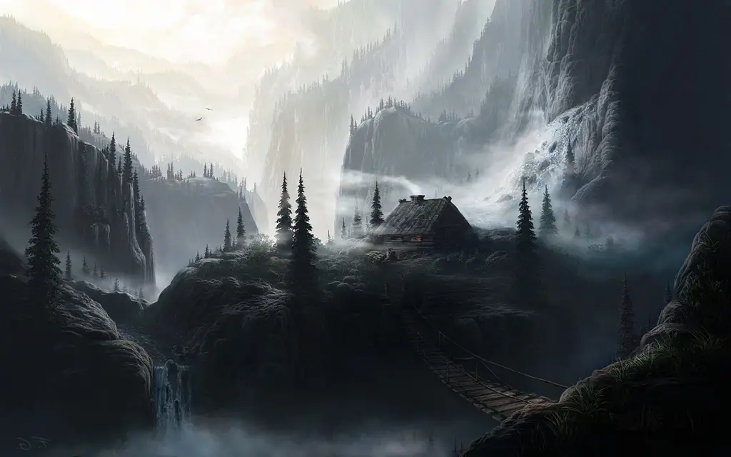 Jelajahi dunia fantasi yang penuh misteri dan bahaya Pemandangan anime fantasi gelap