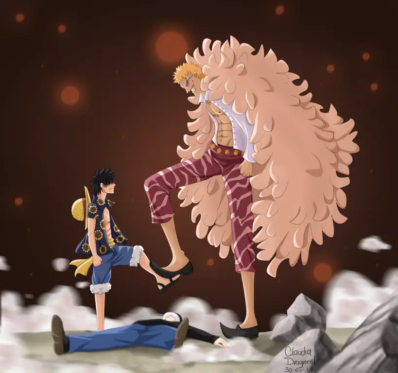 Pertempuran Epik ala Anime Gambar beberapa karakter anime sedang bertarung dengan latar belakang yang dramatis
