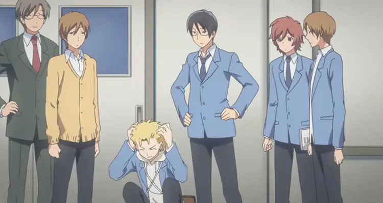 Menikmati Anime Bersama Teman Gambar sekelompok teman yang sedang menonton anime bersama-sama