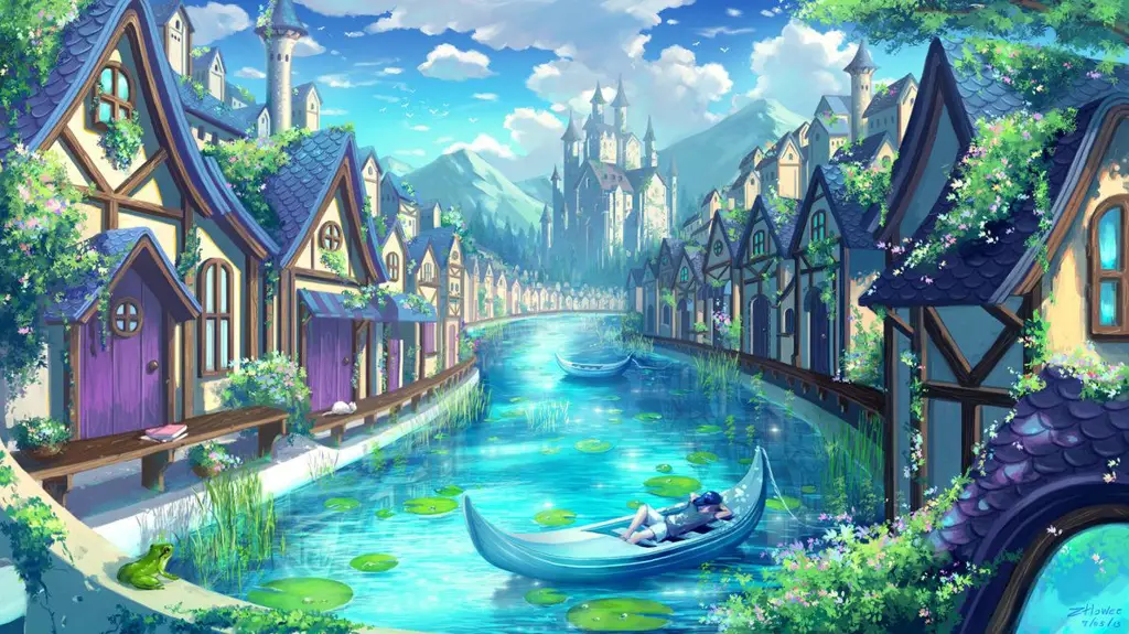 Dunia Fantasi yang Menakjubkan Pemandangan dunia fantasi dalam anime