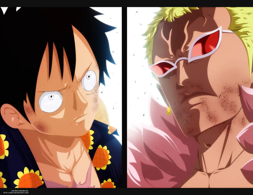 Adegan pertarungan anime yang menegangkan Gambar karakter anime yang sedang bertarung dengan senjata unik