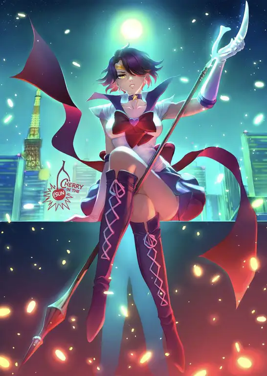 Pertempuran sihir yang penuh warna Gambar gadis-gadis anime dengan kekuatan sihir yang sedang bertarung