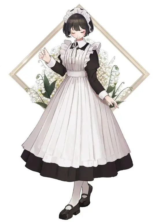 Gadis anime dengan seragam maid Ilustrasi anime gadis dengan seragam maid