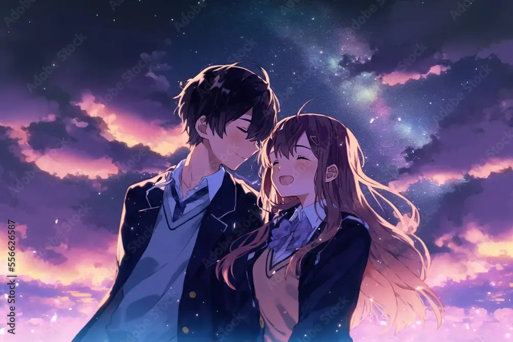 Pasangan anime yang romantis Karakter anime yang sedang jatuh cinta