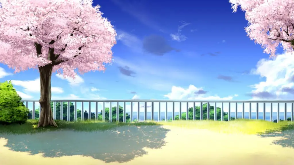 Adegan di taman hiburan dengan karakter anime
