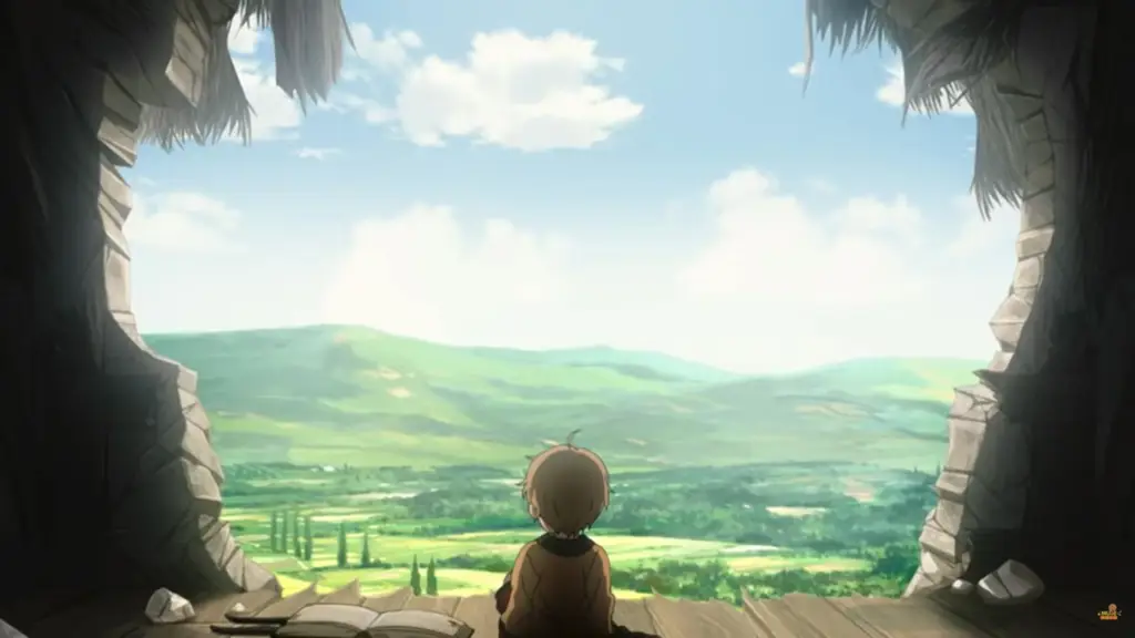 Pemandangan indah dunia fantasi di anime Mushoku Tensei