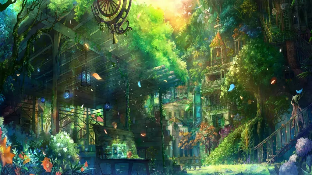 Dunia Sihir yang Menakjubkan Pemandangan alam fantasi anime
