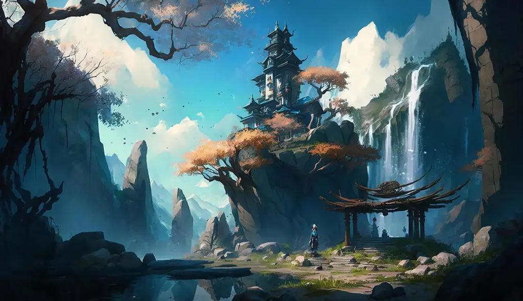 Dunia Fantasi dalam Anime Pemandangan alam anime fantasi petualangan