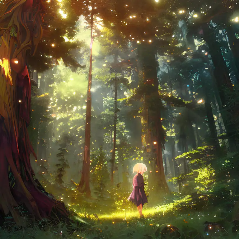 Petualangan menegangkan di tempat terlarang Karakter anime di hutan gelap