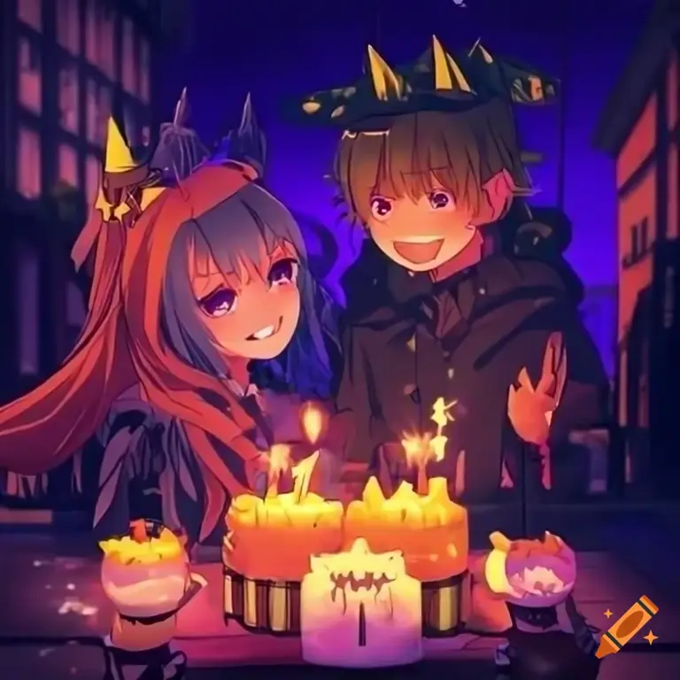 Kemenangan dan Petualangan Karakter anime sedang merayakan kemenangan