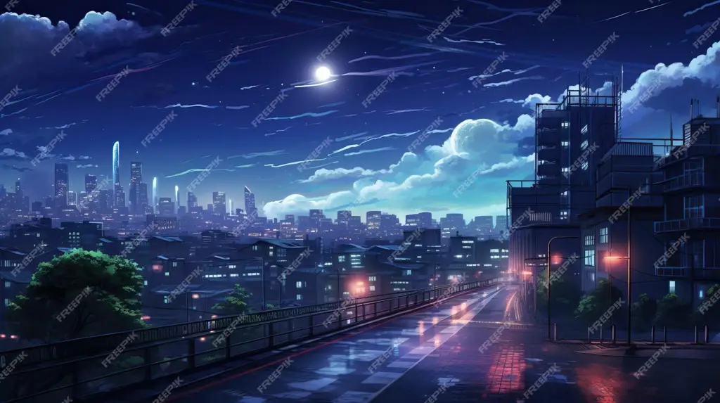 Pemandangan kota dari sebuah akademi anime