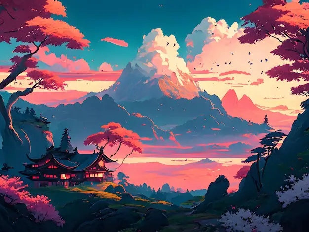Pemandangan Dunia Fantasi Pemandangan fantasi anime