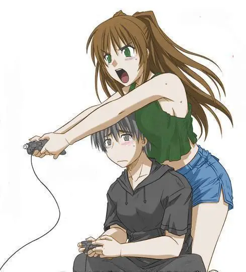 Gambar karakter anime sedang bermain game