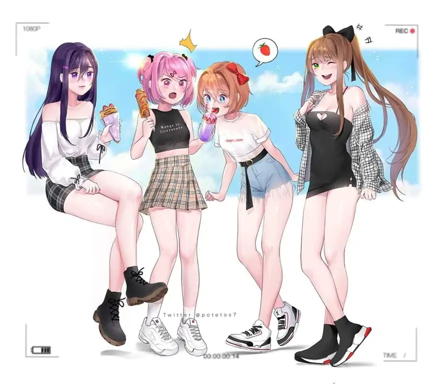 Persahabatan manis dalam anime Gadis-gadis anime yang menggemaskan sedang bercengkrama