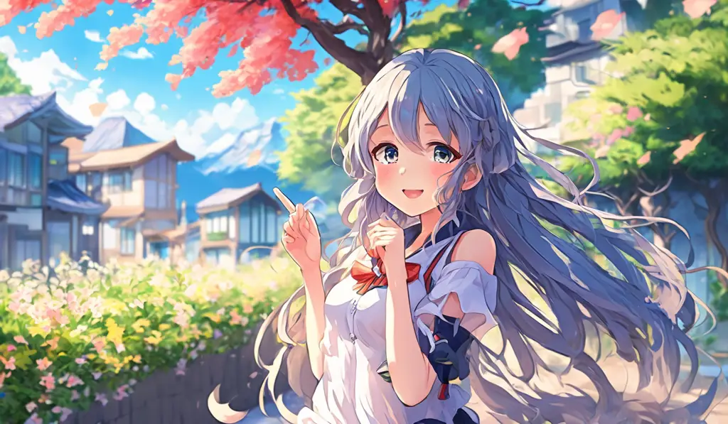 Gadis anime yang menggemaskan di pedesaan