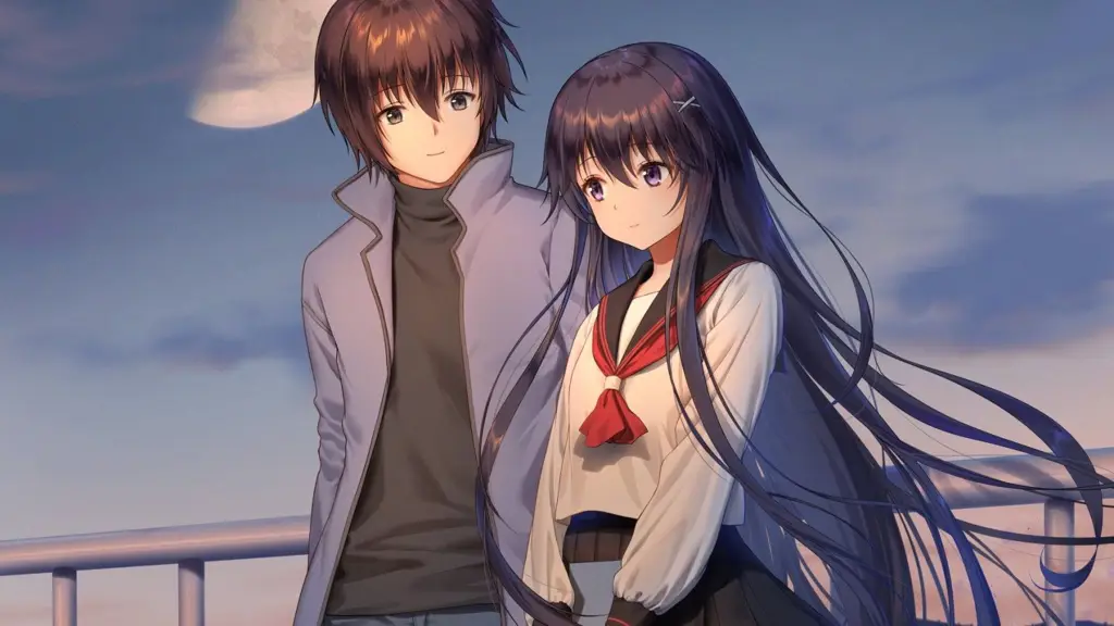 Ilustrasi pasangan anime romantis di sekolah Pasangan anime romantis di sekolah