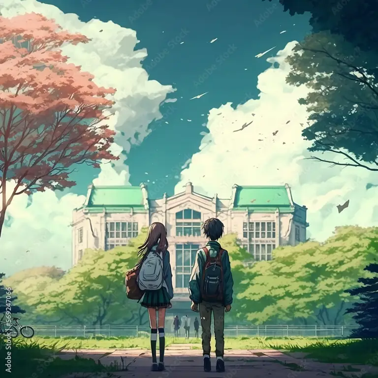 Ilustrasi kehidupan sehari-hari di sekolah anime Ilustrasi kehidupan sekolah anime