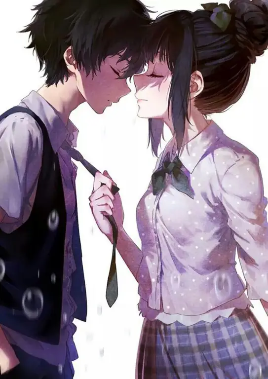 Pasangan Anime yang Romantis Gambar pasangan anime yang menggemaskan di sekolah