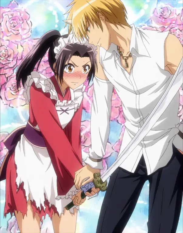 Gambar pasangan utama di anime Maid Sama!