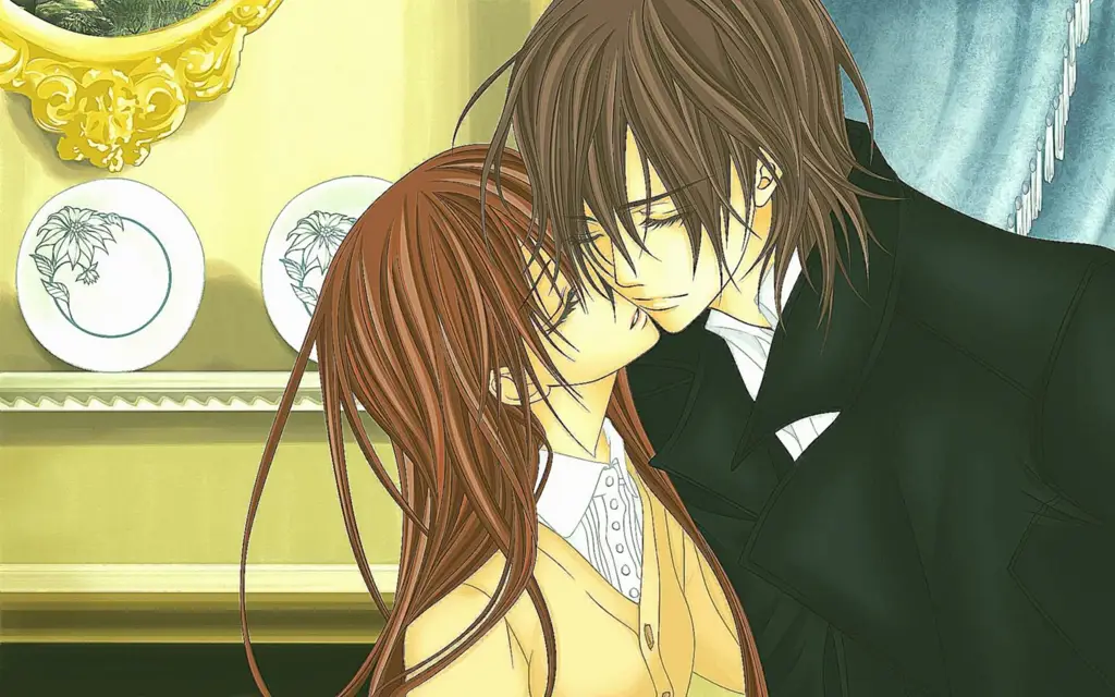 Pasangan anime romantis dalam berbagai pose Pasangan anime romantis