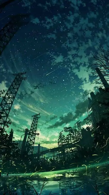Pemandangan Anime Fantasi Gelap Ilustrasi pemandangan anime fantasi gelap