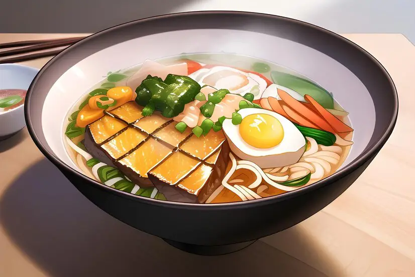 Makanan Jepang yang Menggoda dalam Anime Isekai Gambar makanan Jepang yang lezat dan menggugah selera.