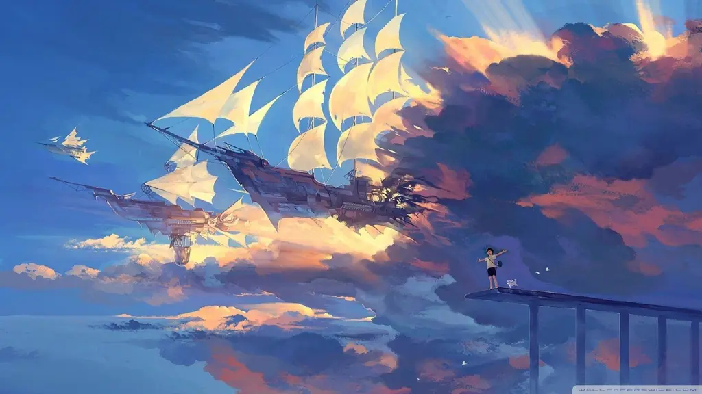 Dunia Fantasi yang Menakjubkan Pemandangan alam fantasi di anime, dengan istana dan pegunungan